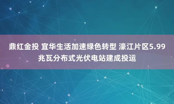 鼎红金投 宜华生活加速绿色转型 濠江片区5.99兆瓦分布式光伏电站建成投运