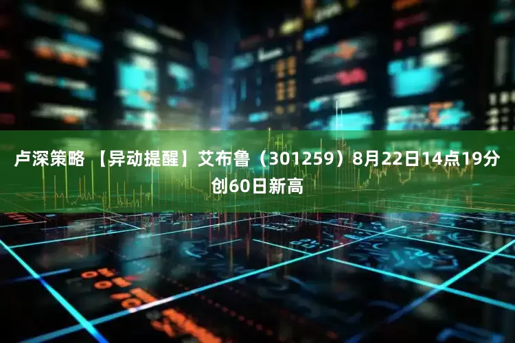 卢深策略 【异动提醒】艾布鲁（301259）8月22日14点19分创60日新高