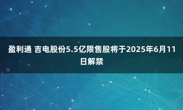 盈利通 吉电股份5.5亿限售股将于2025年6月11日解禁